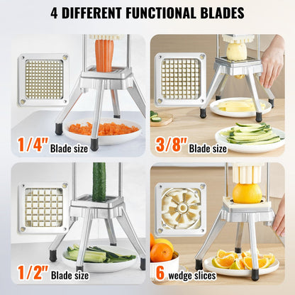 Heavy-Duty Commercial Vegetable & Fruit Chopper with 4 Interchangeable Blades