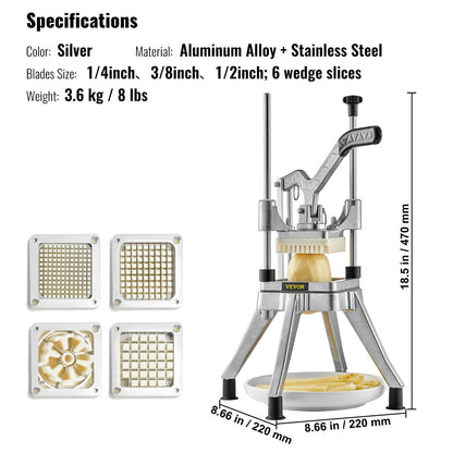 Heavy-Duty Commercial Vegetable & Fruit Chopper with 4 Interchangeable Blades