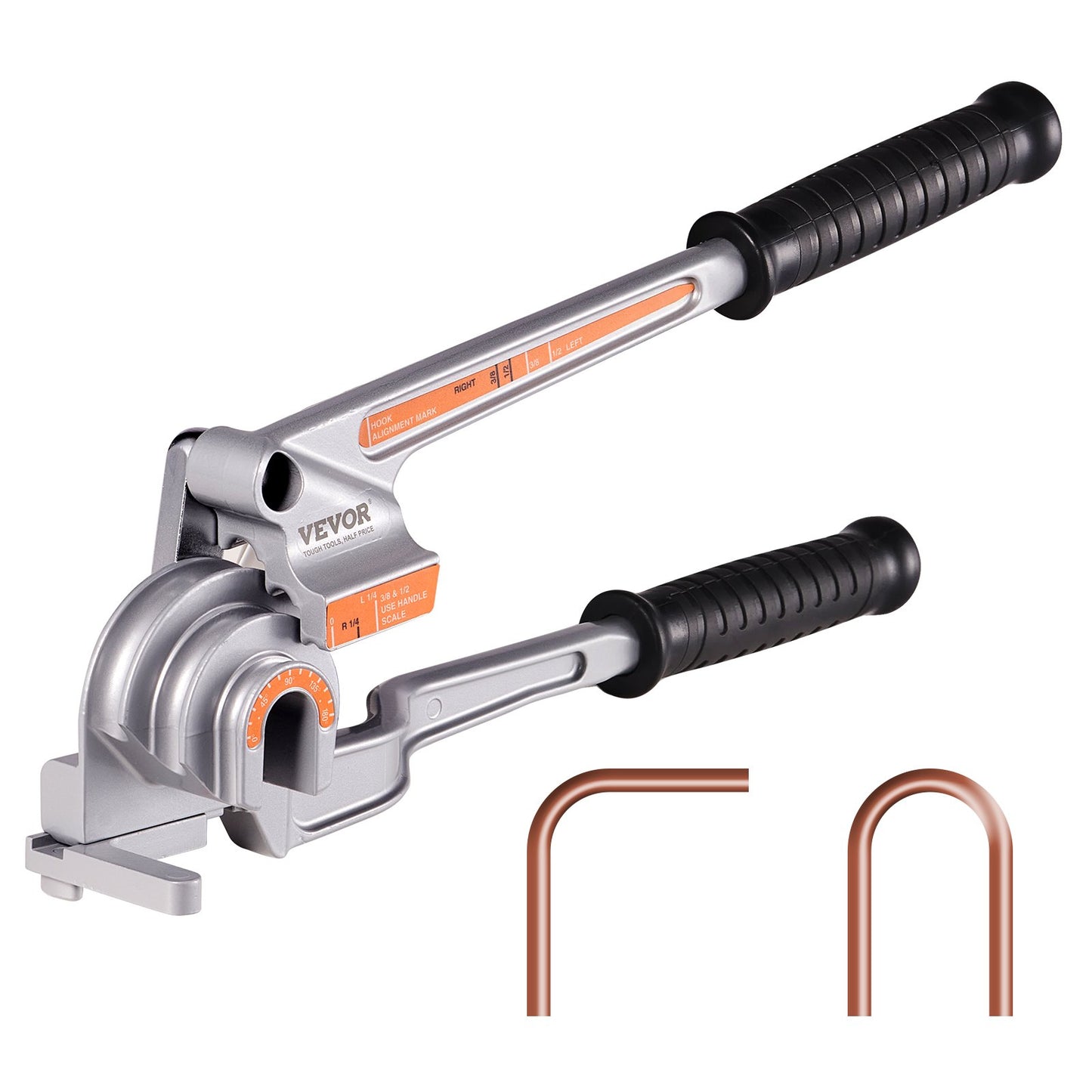 VEVOR Pipe Tube Bender, 1/4", 3/8", 1/2" OD, 3 in 1 Manual Level Tube Bender, 180°