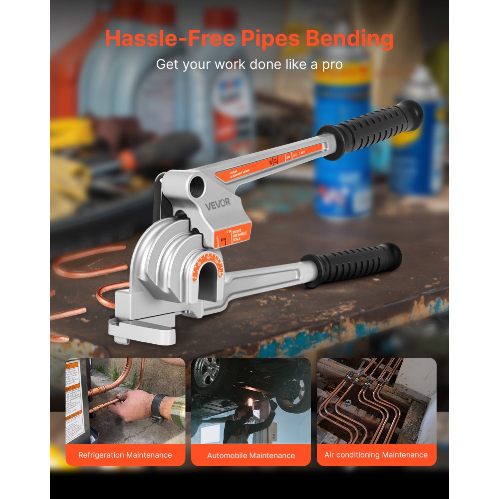 VEVOR 3 in 1 Manual Lever Pipe Tube Bender for 6.35 mm 9.5 mm 12.7 mm O.D. Pipes