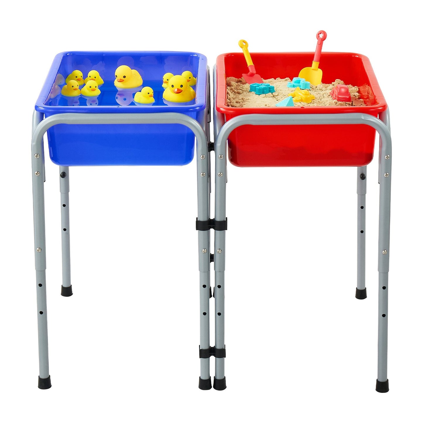 Sensory Table for Toddlers, Kids 2-Station Sand and Water Adjustable Play Table with Detachable Storage Bins and Non-Slip Feet, Carbon Steel Frame, Rounded Corners, for Boys and Girls Exploring
