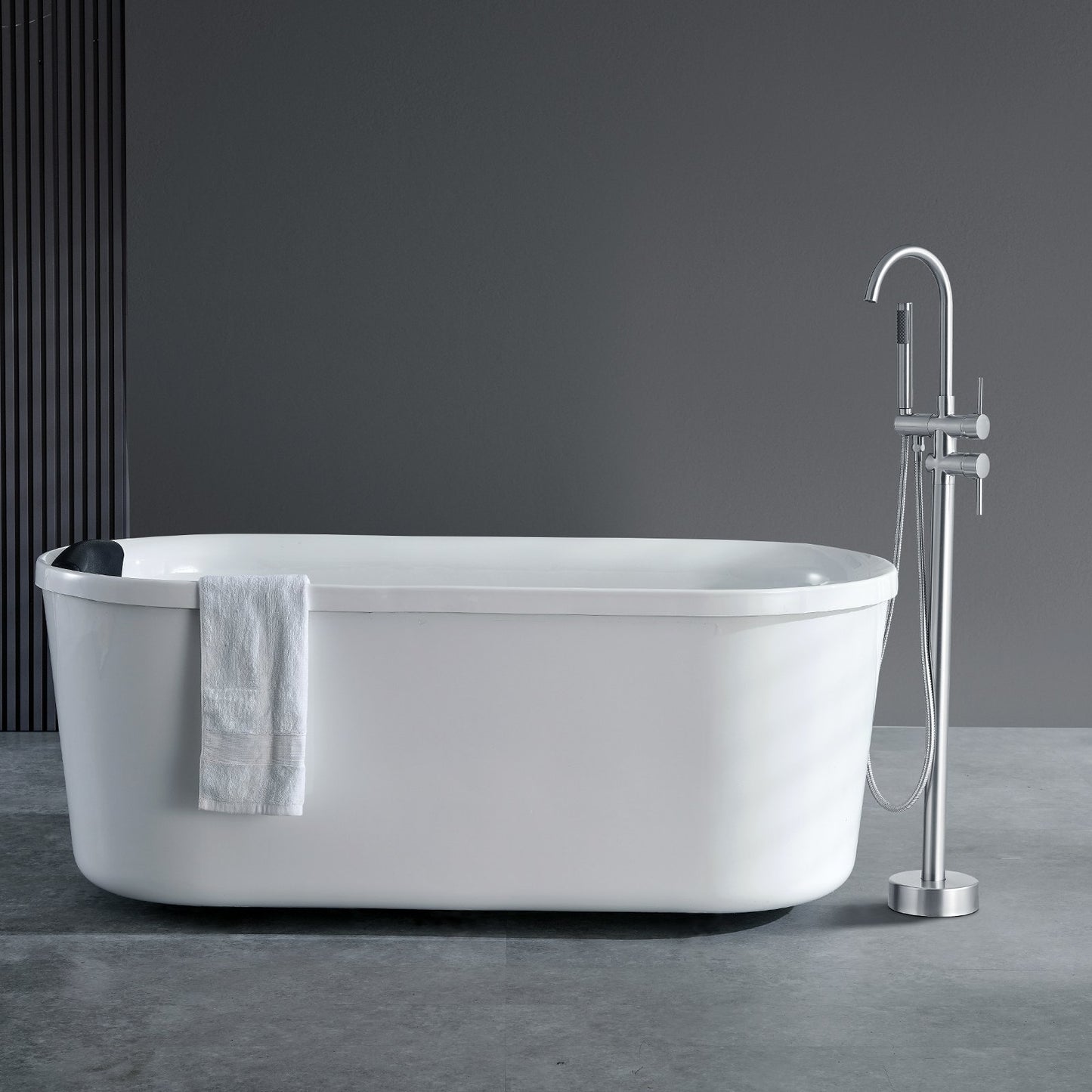 Freestanding Bathtub Faucet, Floor Mount, Freestanding Tub Filler, Shower Mixer Taps, Two Water Modes, 360° Swivel Spout, for Bathing & Showering Pet Bathing Cleaning Drains Toilet Flushing