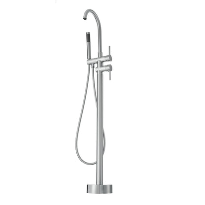 Freestanding Bathtub Faucet, Floor Mount, Freestanding Tub Filler, Shower Mixer Taps, Two Water Modes, 360° Swivel Spout, for Bathing & Showering Pet Bathing Cleaning Drains Toilet Flushing