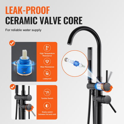 VEVOR Freestanding Bathtub Faucet Floor Mount Two Water Modes 360° for Bathing