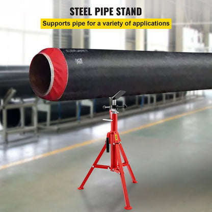 Pipe Jack Stand with V-Head, Folding Legs, Adjustable Height 0.61-1.07m, 1134kg Capacity
