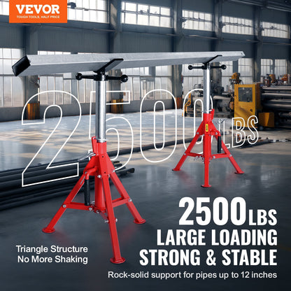 Adjustable V-Head Pipe Stand, 1/8"-12" Capacity, 51-94 cm Height, 1134 kg Load