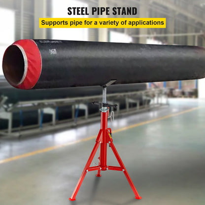 Adjustable V-Head Pipe Stand, 71-132 cm Height, 1134 kg Capacity, Steel Frame