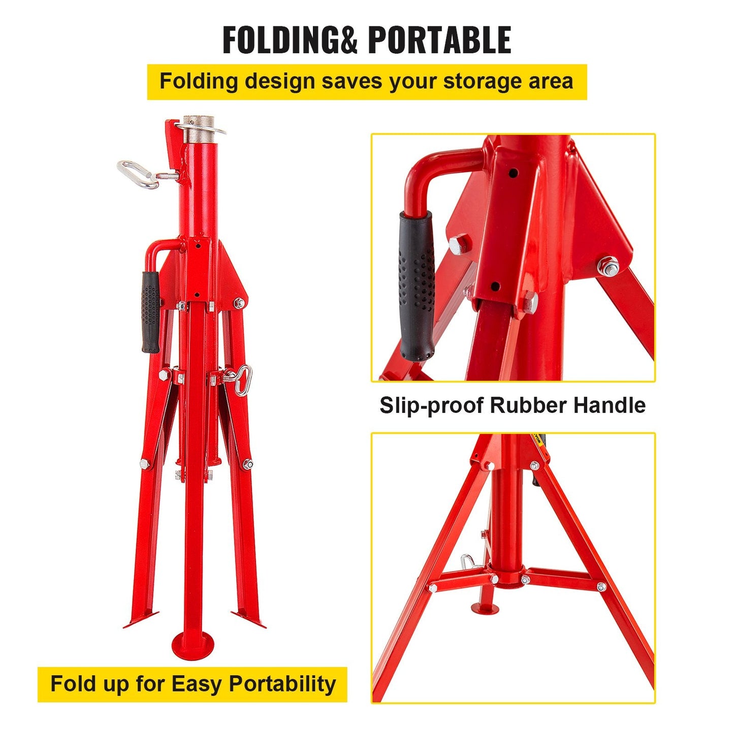 Adjustable V-Head Pipe Stand, 71-132 cm Height, 1134 kg Capacity, Steel Frame