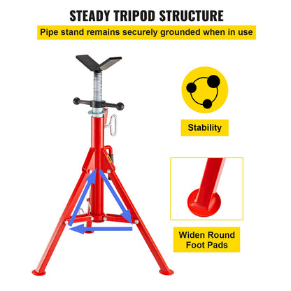 VEVOR V Head Pipe Stand Adjustable Height 28-52 Inch, Pipe Jack Stands 2500 LB.