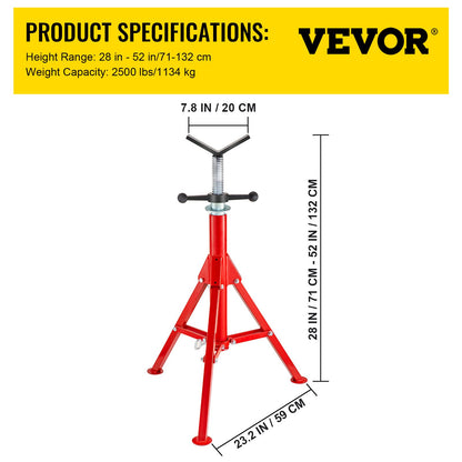 VEVOR V Head Pipe Stand Adjustable Height 28-52 Inch, Pipe Jack Stands 2500 LB.