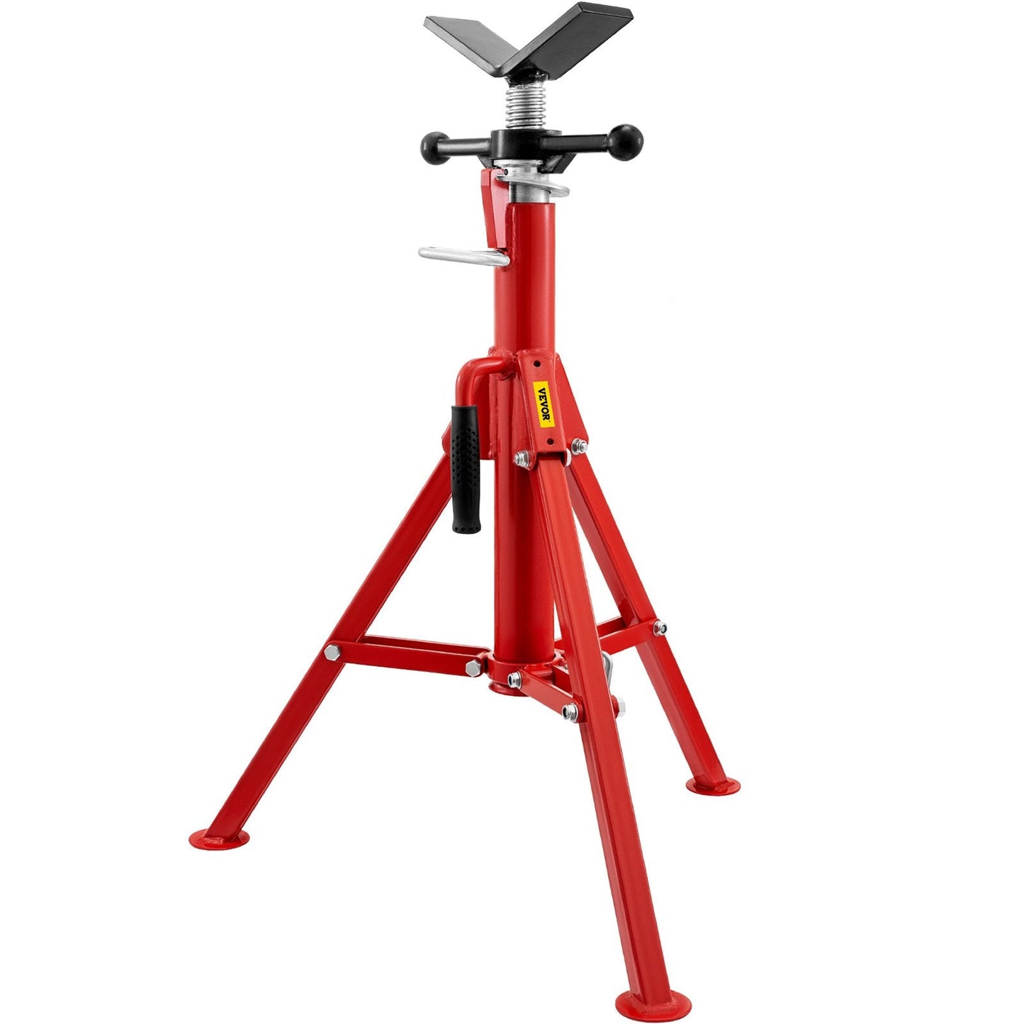 Heavy-Duty Pipe Jack Stand with V-Head, Foldable Legs, 1134 kg Capacity, 1.3 m Max Height