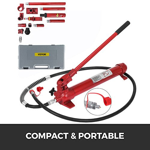 VEVOR 10 Ton Porta Power Kit 1.4M (55.1 inch) Oil Hose Hydraulic Car Jack Ram Autobody