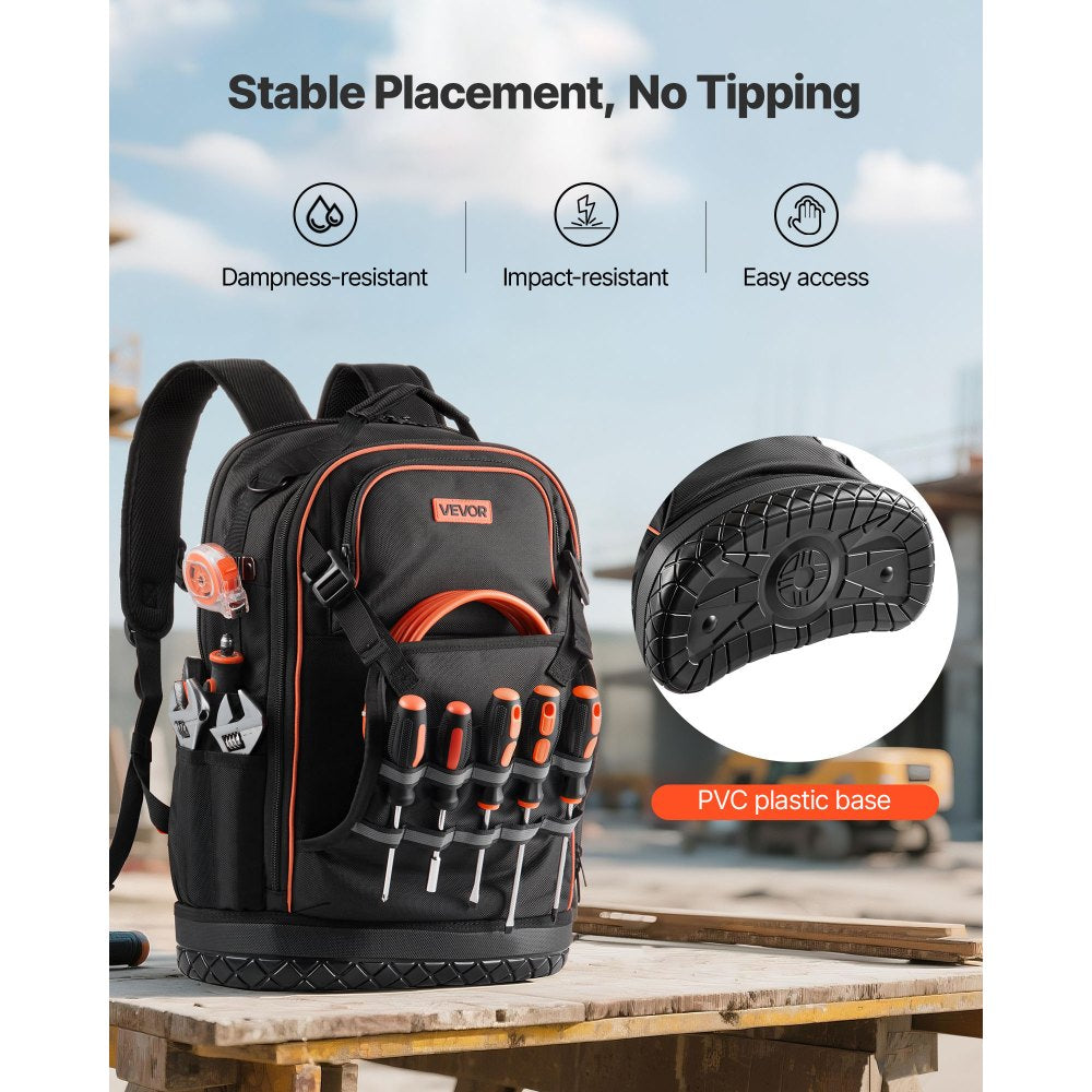 Tool Backpack 65 Pockets Tear-resistant Jobsite Backpack for Electrician