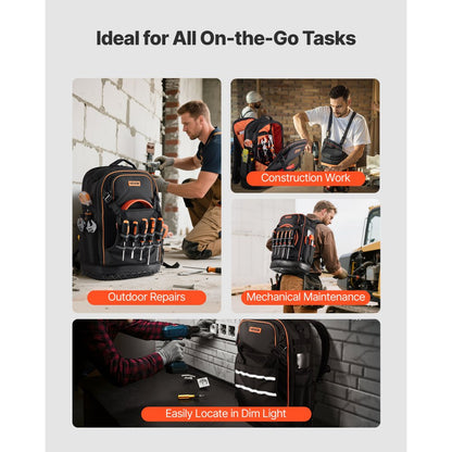 Tool Backpack 65 Pockets Tear-resistant Jobsite Backpack for Electrician