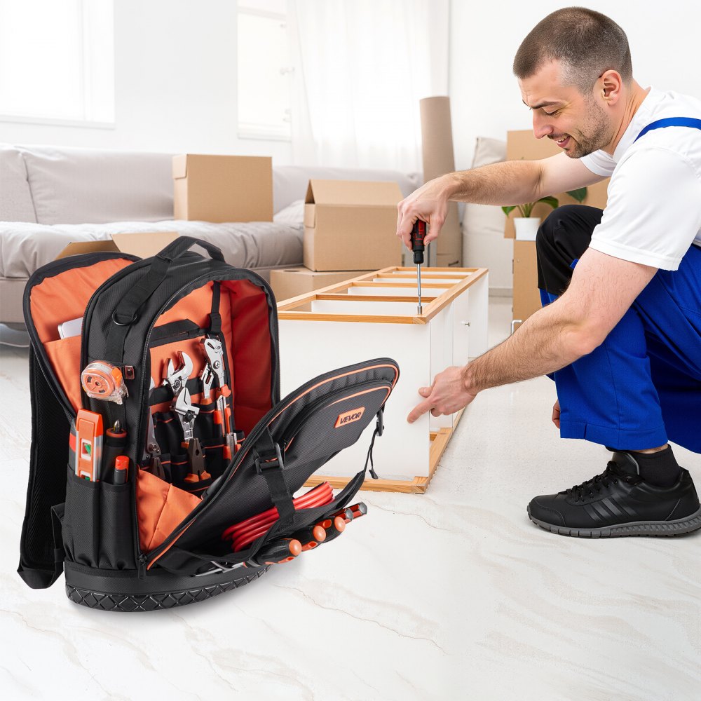 Tool Backpack 65 Pockets Tear-resistant Jobsite Backpack for Electrician