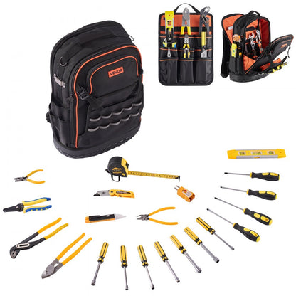 Tool Backpack with Tools 65 Pockets Tear-resistant Jobsite Backpack