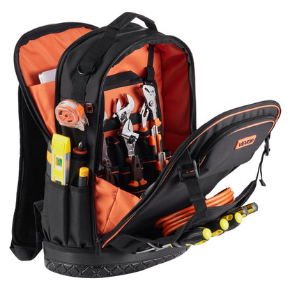 Tool Backpack with Tools 65 Pockets Tear-resistant Jobsite Backpack