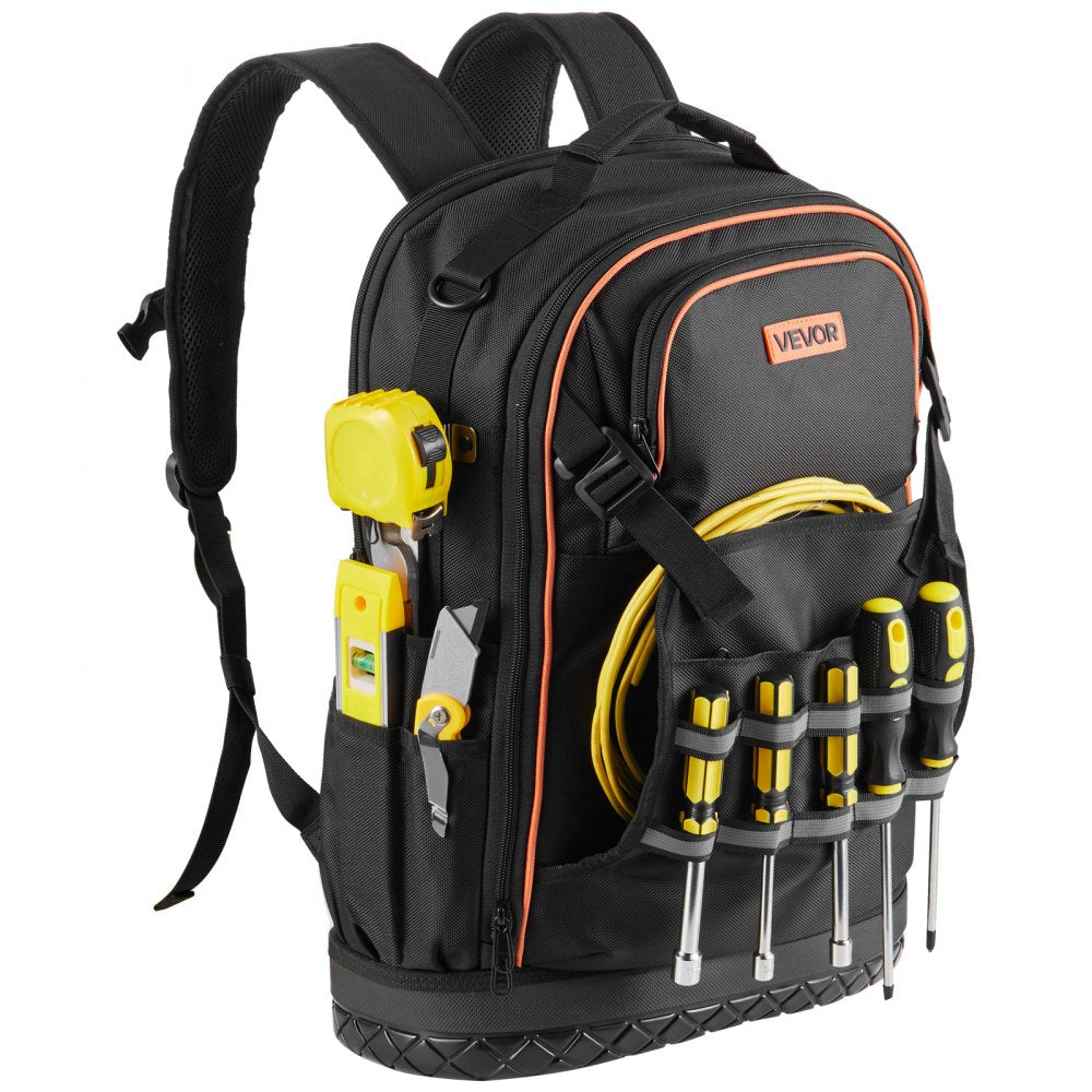 Tool Backpack with Tools 65 Pockets Tear-resistant Jobsite Backpack