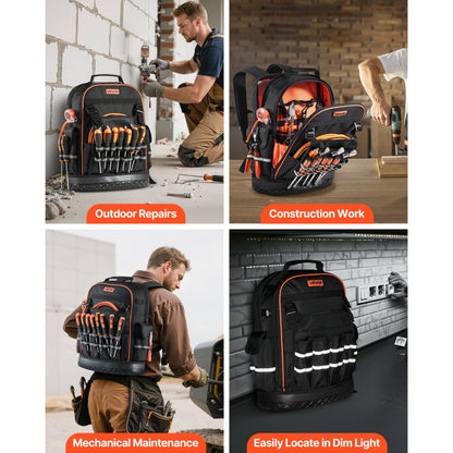 Tool Backpack 64 Pockets Tear-resistant Jobsite Backpack for Electrician
