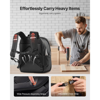 Tool Backpack 49 Pockets Tear-resistant Jobsite Backpack for Electrician