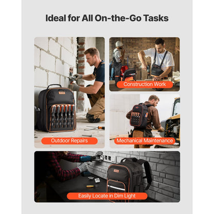 Tool Backpack 49 Pockets Tear-resistant Jobsite Backpack for Electrician