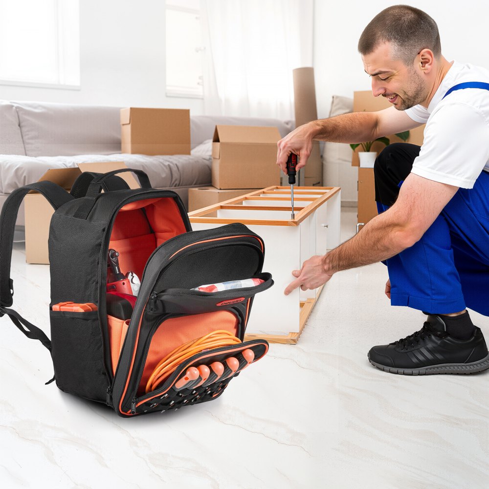 Tool Backpack 49 Pockets Tear-resistant Jobsite Backpack for Electrician