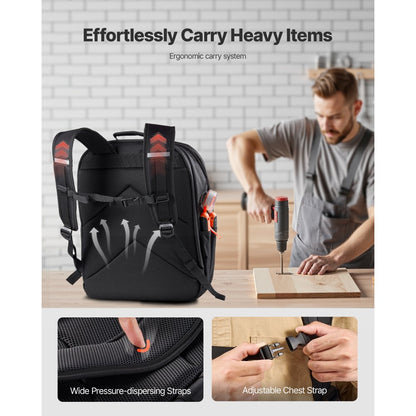 Tool Backpack 45 Pockets Tear-resistant Jobsite Backpack for Electrician