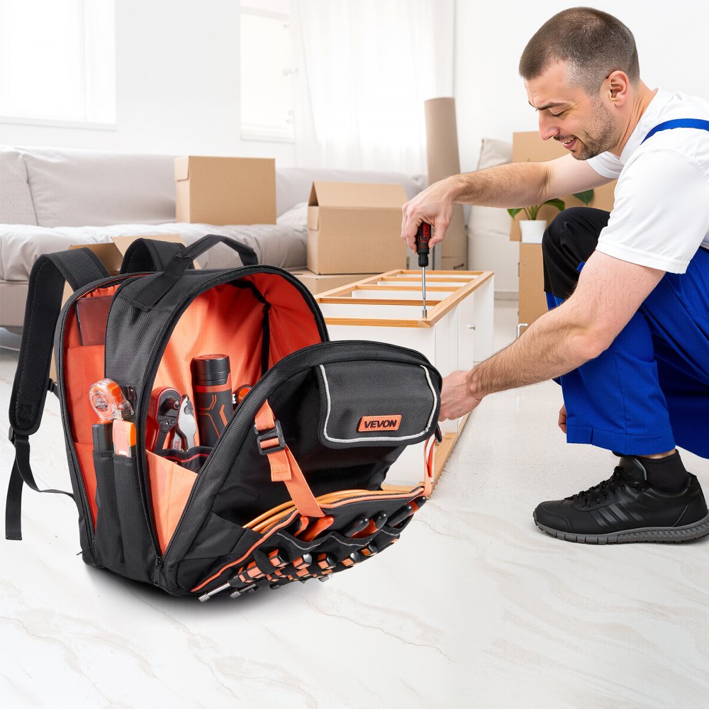 Tool Backpack 45 Pockets Tear-resistant Jobsite Backpack for Electrician