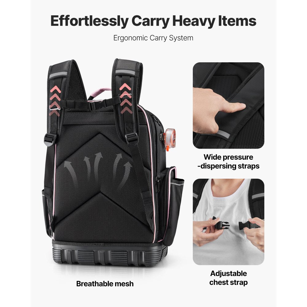 Tool Backpack 56 Pockets Tear-resistant Jobsite Backpack for Electrician