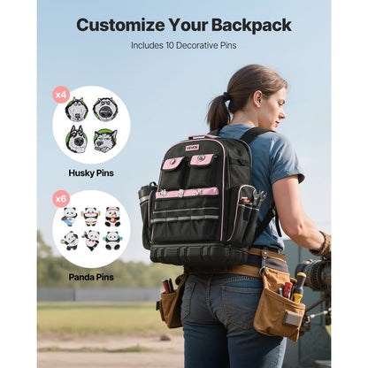 Tool Backpack 56 Pockets Tear-resistant Jobsite Backpack for Electrician