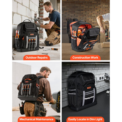 Tool Backpack 56 Pockets Splash-resistant Jobsite Backpack for Electrician