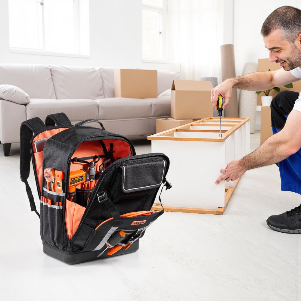 Tool Backpack 56 Pockets Splash-resistant Jobsite Backpack for Electrician