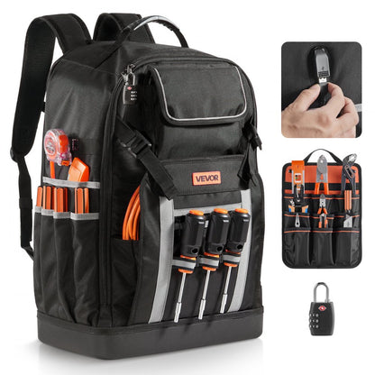 Tool Backpack 56 Pockets Splash-resistant Jobsite Backpack for Electrician