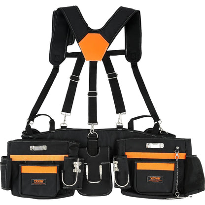 VEVOR Tool Belt with Suspenders, 29 Pockets, 29-54 inches Adjustable Waist Size,