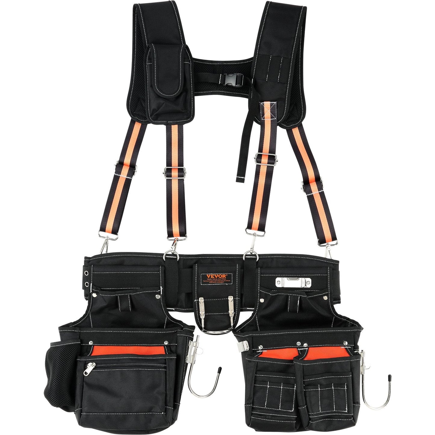 Heavy Duty Tool Belt with Suspenders, 29 Pockets, Adjustable Waist 0.74-1.37m