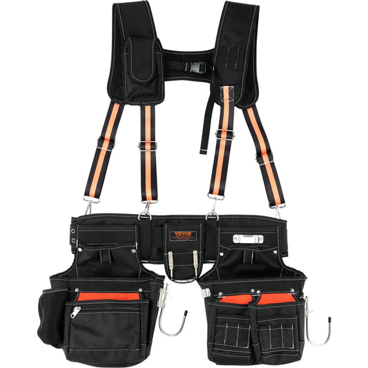 VEVOR Tool Belt with Suspenders, 29 Pockets, 29-54 inches Adjustable Waist Size,