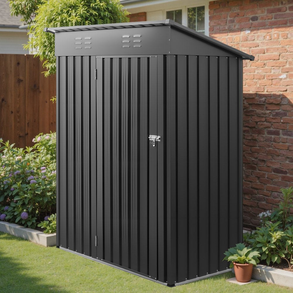 1533 x 876 x 1815 mm Metal Garden Shed with 2 Louver Vents Waterproof Grey