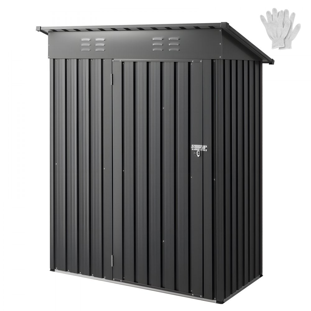 1533 x 876 x 1815 mm Metal Garden Shed with 2 Louver Vents Waterproof Grey