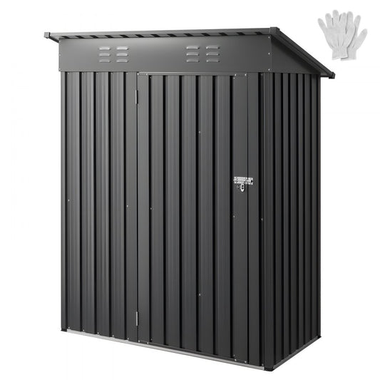 1533 x 876 x 1815 mm Metal Garden Shed with 2 Louver Vents Waterproof Grey