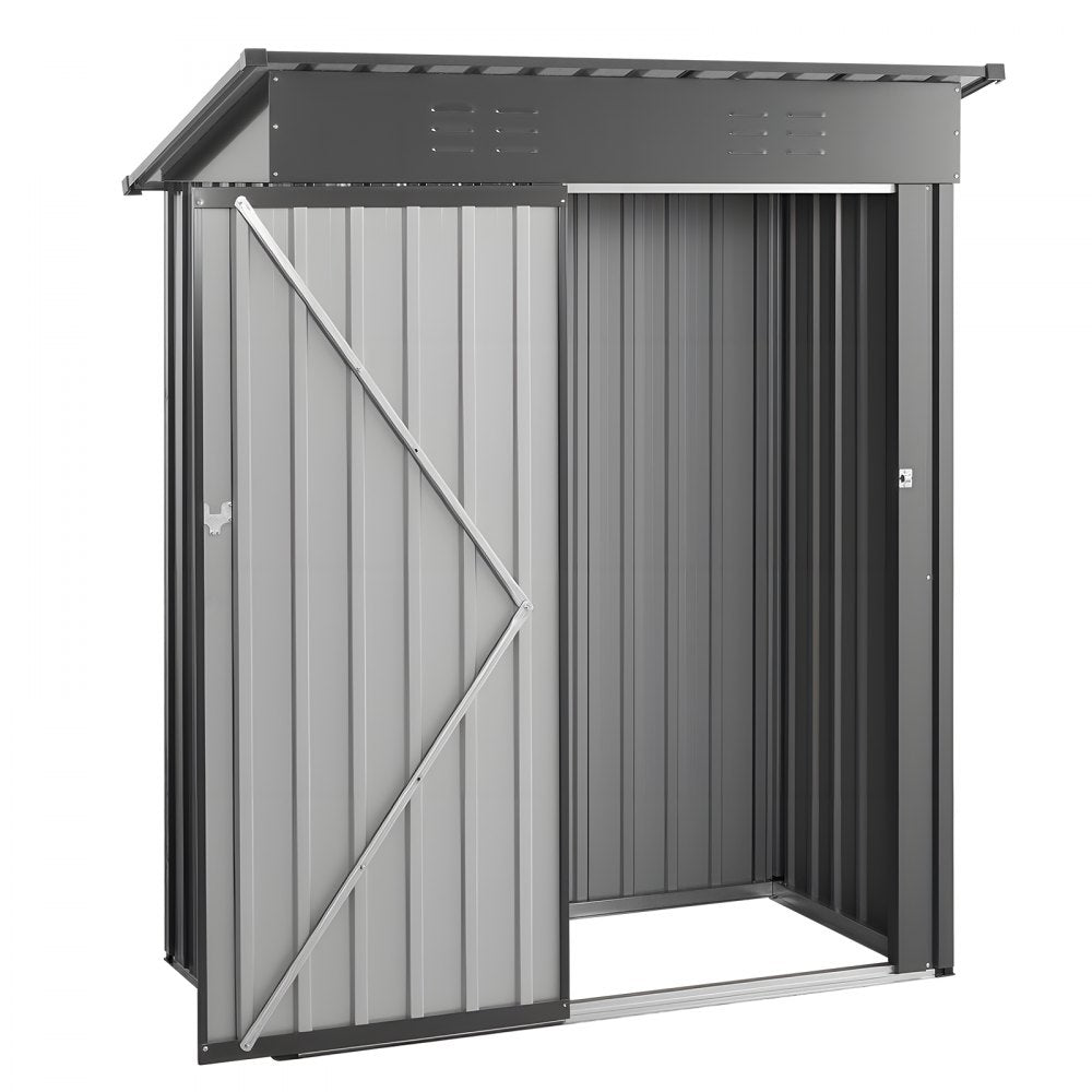 1533 x 876 x 1815 mm Metal Garden Shed with 2 Louver Vents Waterproof Grey