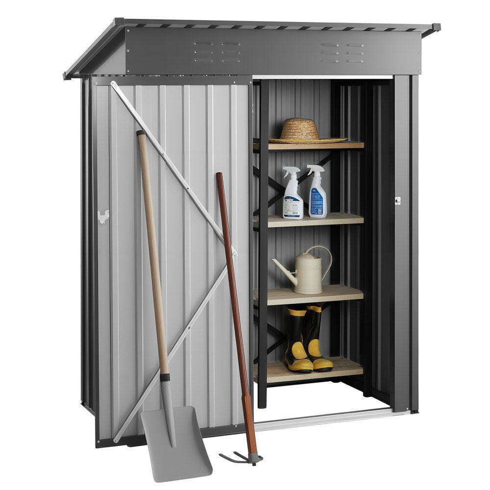 1533 x 876 x 1815 mm Metal Garden Shed with 2 Louver Vents Waterproof Grey