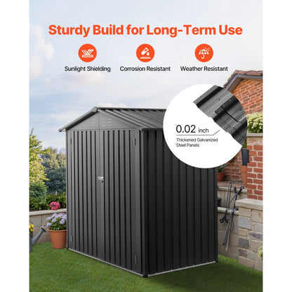 1860 x 1210 x 1841mm Metal Garden Shed with 4 Louver Vents Waterproof Grey