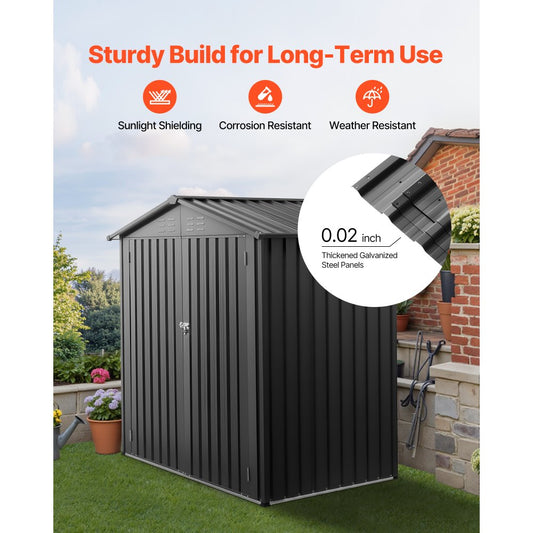 1860 x 1210 x 1841mm Metal Garden Shed with 4 Louver Vents Waterproof Grey