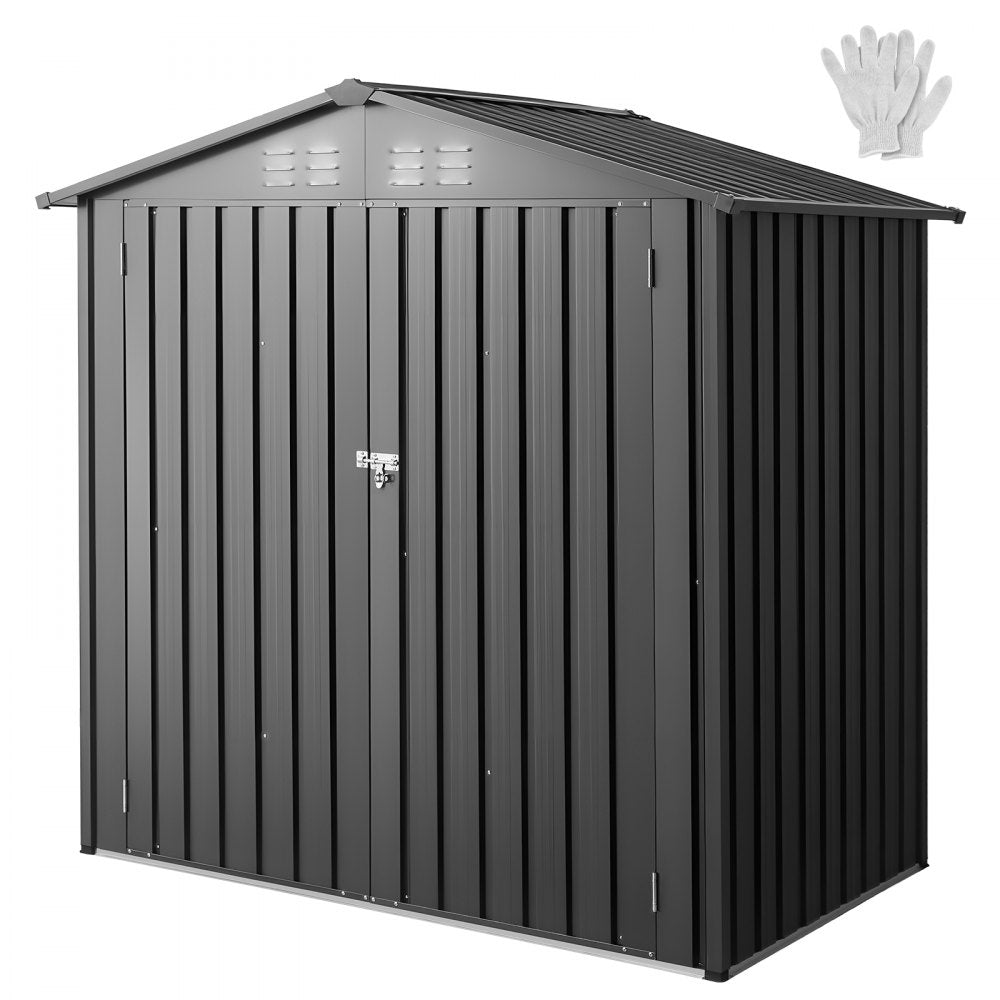 1860 x 1210 x 1841mm Metal Garden Shed with 4 Louver Vents Waterproof Grey