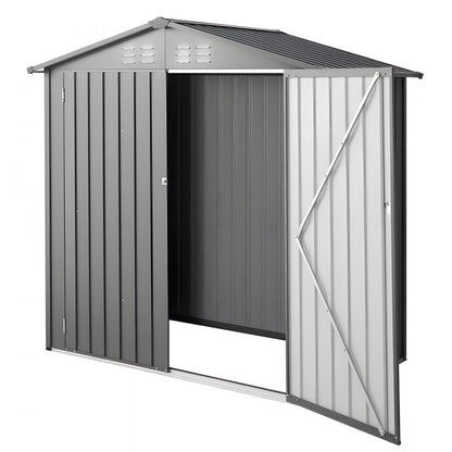 1860 x 1210 x 1841mm Metal Garden Shed with 4 Louver Vents Waterproof Grey