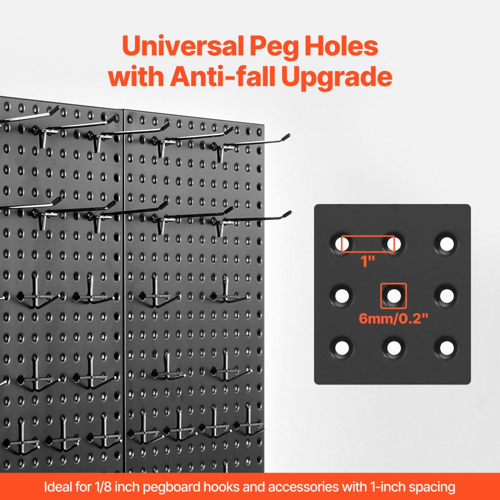 VEVOR Metal Pegboard Panels 609.6 x 304.8 mm 2 Panels Wall Organizer for Home