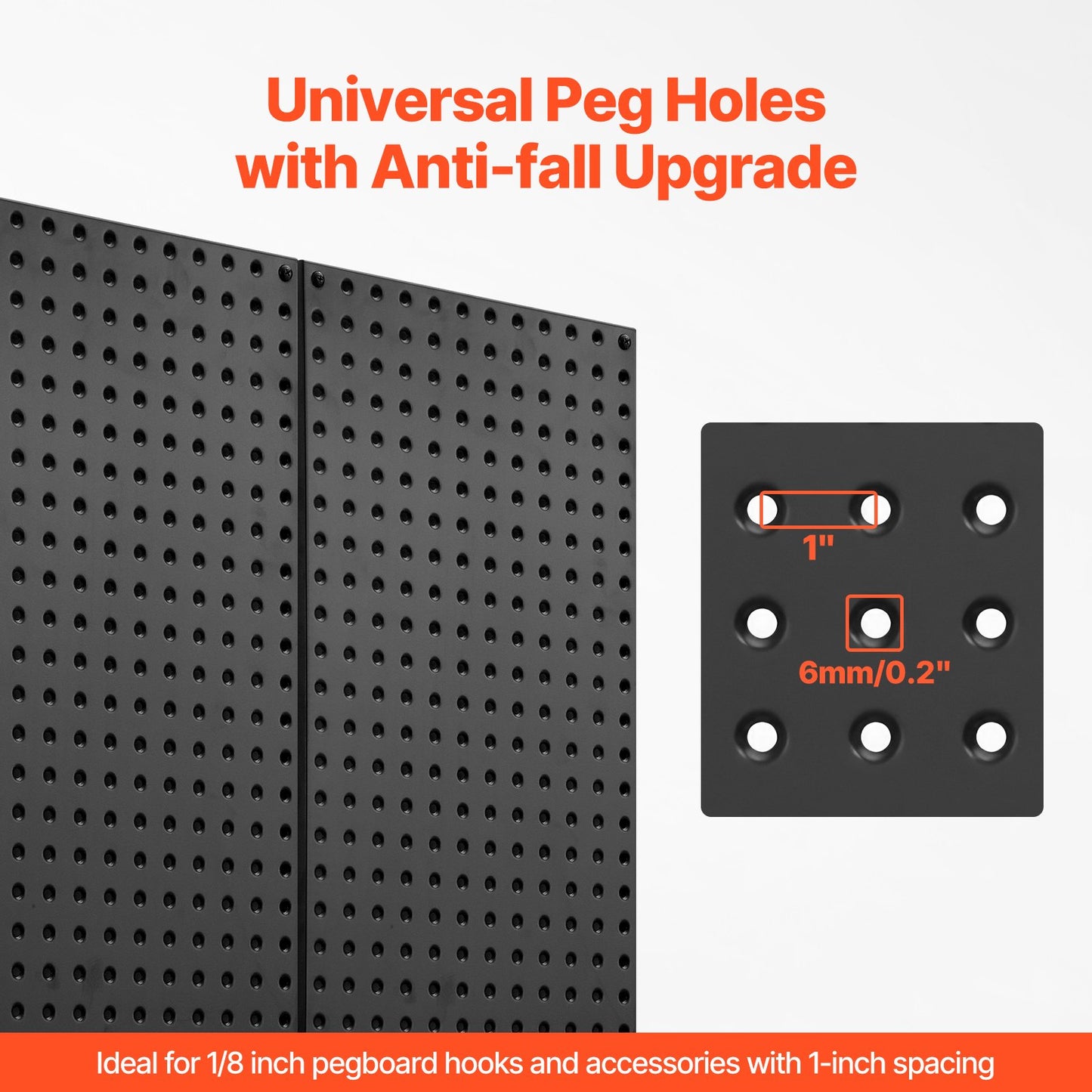 VEVOR Metal Pegboard Panels 609.6 x 304.8 mm 3 Panels Wall Organizer for Home