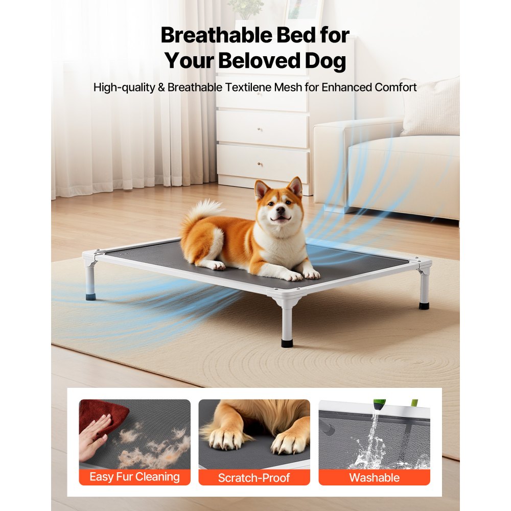 VEVOR Elevated Dog Bed for Large Dogs Portable Raised Dog Cot with Teslin Mesh L