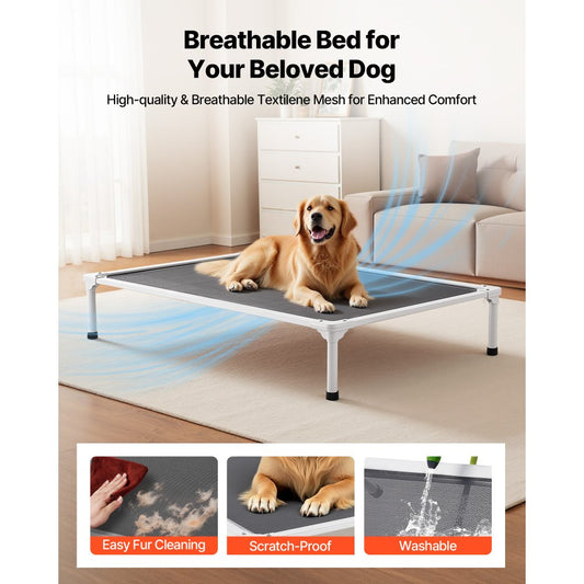 VEVOR Elevated Dog Bed for Large Dog Portable Raised Dog Cot with Teslin Mesh XL