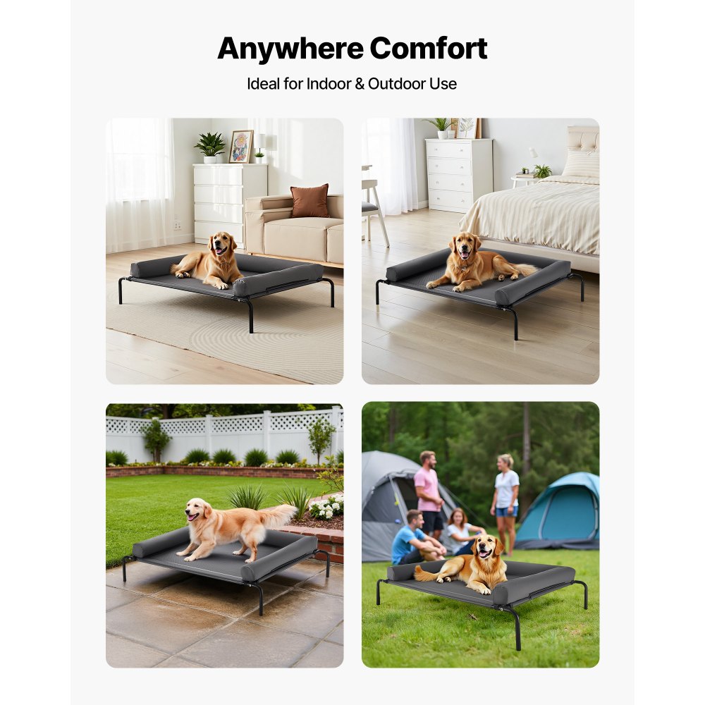 VEVOR Elevated Dog Bed for Large Dog Portable Raised Dog Cot with Pillow XL Gray